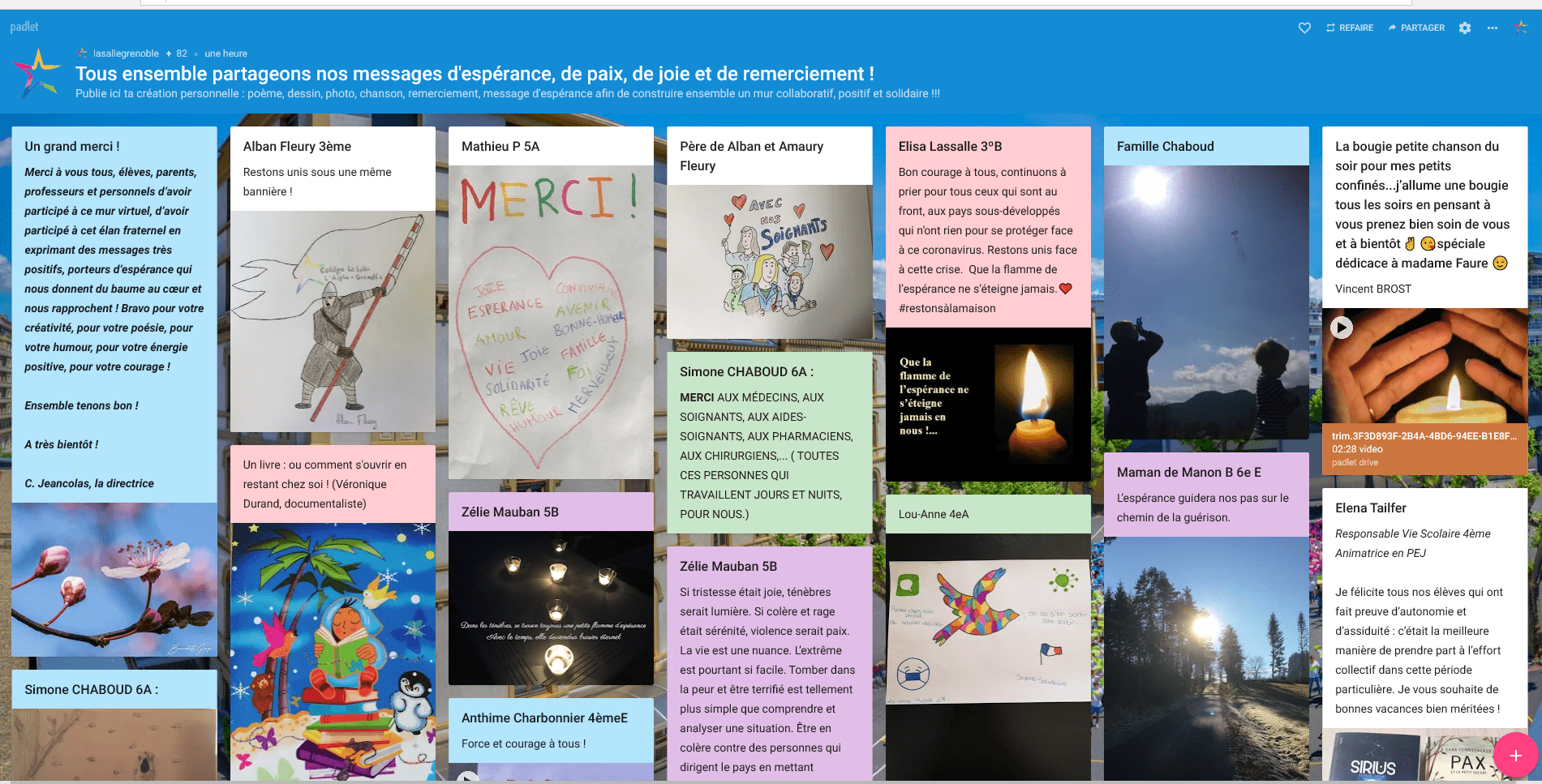 You are currently viewing Venez découvrir les beaux messages de nos chers élèves, parents, professeurs et personnels du collège La Salle-l’Aigle Grenoble. Nous remercions chaleureusement toutes ces personnes pour leur participation !