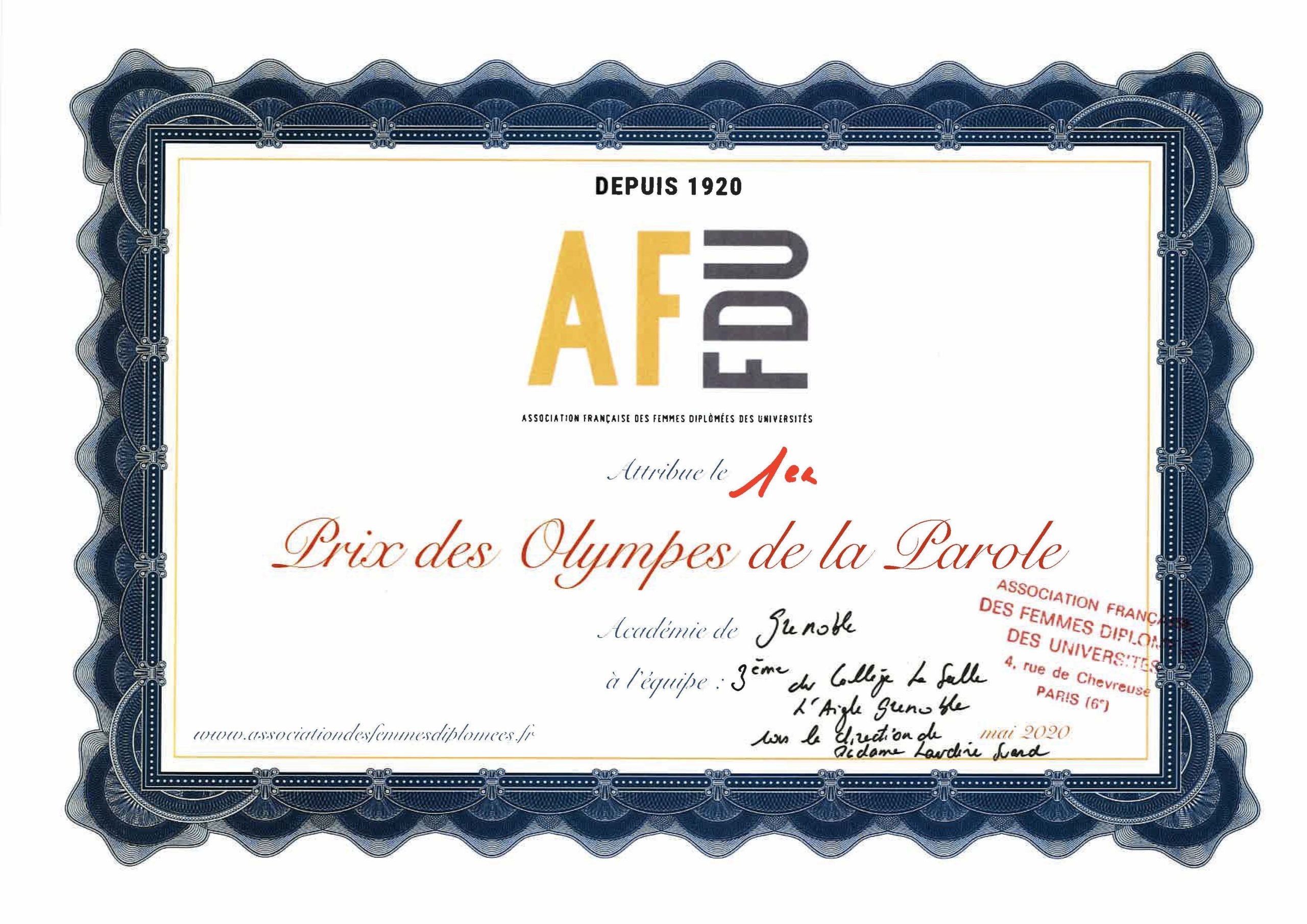 You are currently viewing 1er prix des Olympes de la parole !