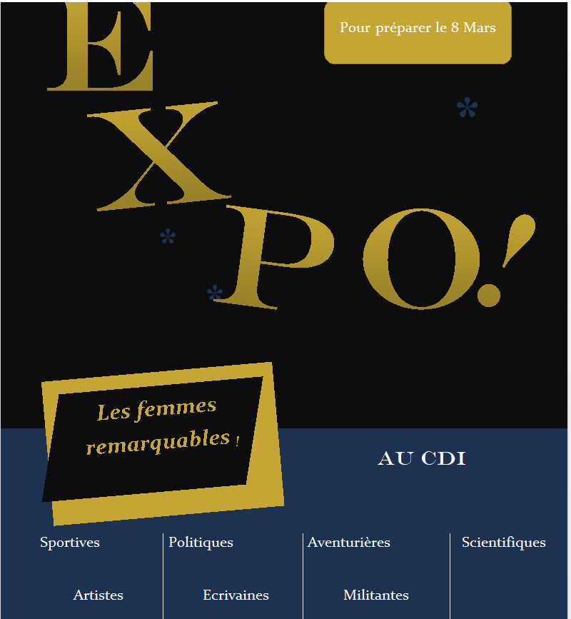 Lire la suite à propos de l’article Exposition au CDI pour la journée de la femme