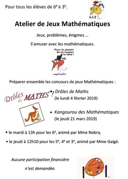 Atelier jeux maths